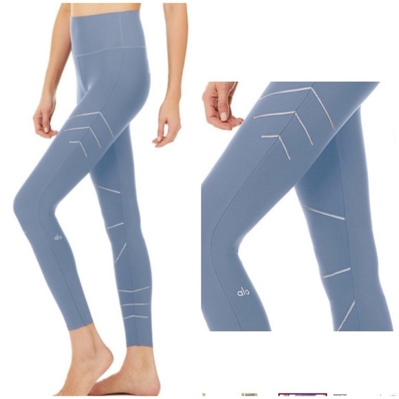 Alo Yoga Women's High Waist Sequence Legging in Blue Jean Sz Small - Picture 9 of 10